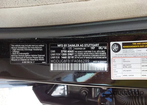 2015 Mercedes-Benz S 550 4Matic z USA, uszkodzony, nr VIN WDDUG8FB1FA086299